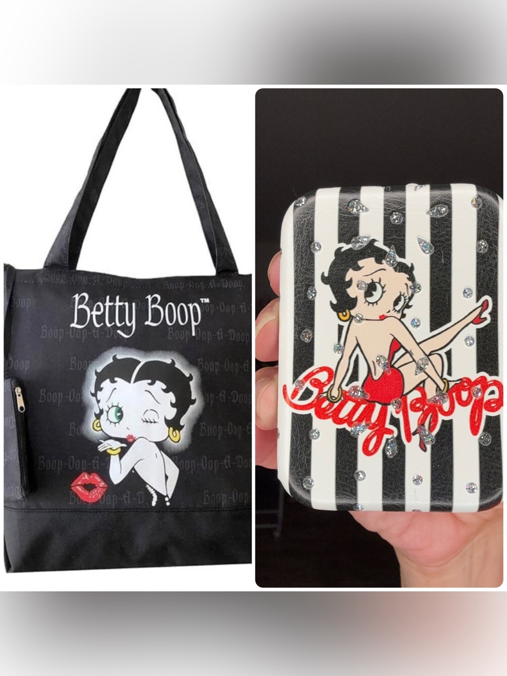 Betty Boop tote and compact mirror
